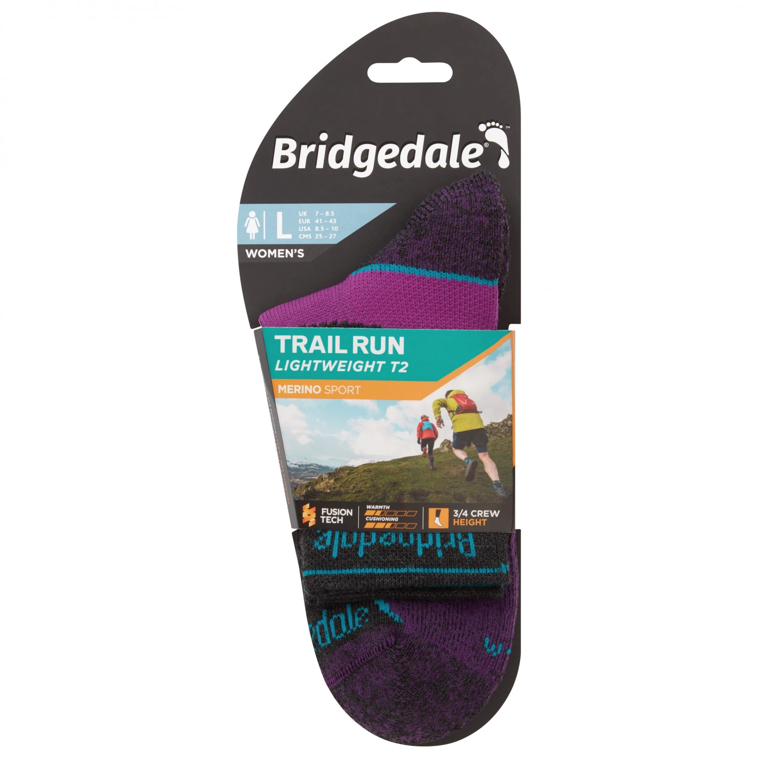 Bridgedale - Women's Trail Run Lightweight Merino Sport 3/4 Crew I - Chaussettes De Running 5 Bridgedale - Women's Trail Run Lightweight Merino Sport 3/4 Crew I - Chaussettes De Running – Image 3